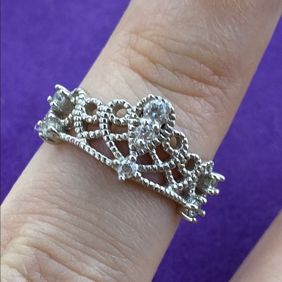💛 Classic 925 Silver CZ Tiara Ring - Picture 2 of 6